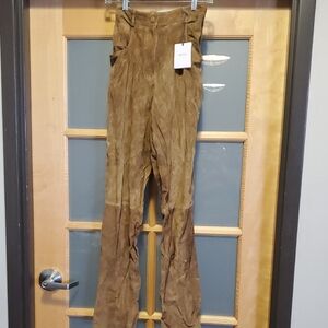Nwt $3990 Agnona Chic Tan Suede Trousers